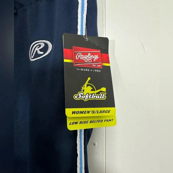 Rawlings Softball women Belted Navy Sports Pants Cropped Size L - Picture 3 of 10
